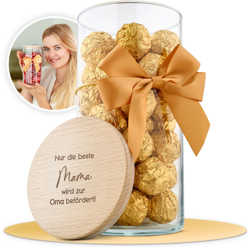 Geschenk-Glas "Nur die beste Mama wird zur Oma befördert"