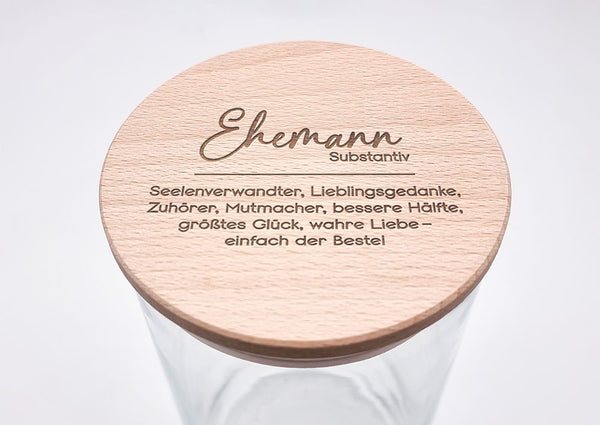 Geschenk-Glas, Substantiv "Ehemann"