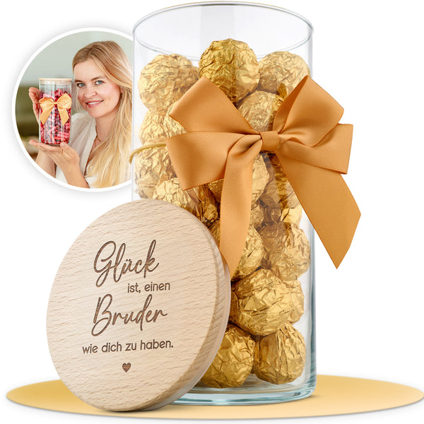 Geschenk-Glas "Glück ist, einen Bruder wie dich zu haben"