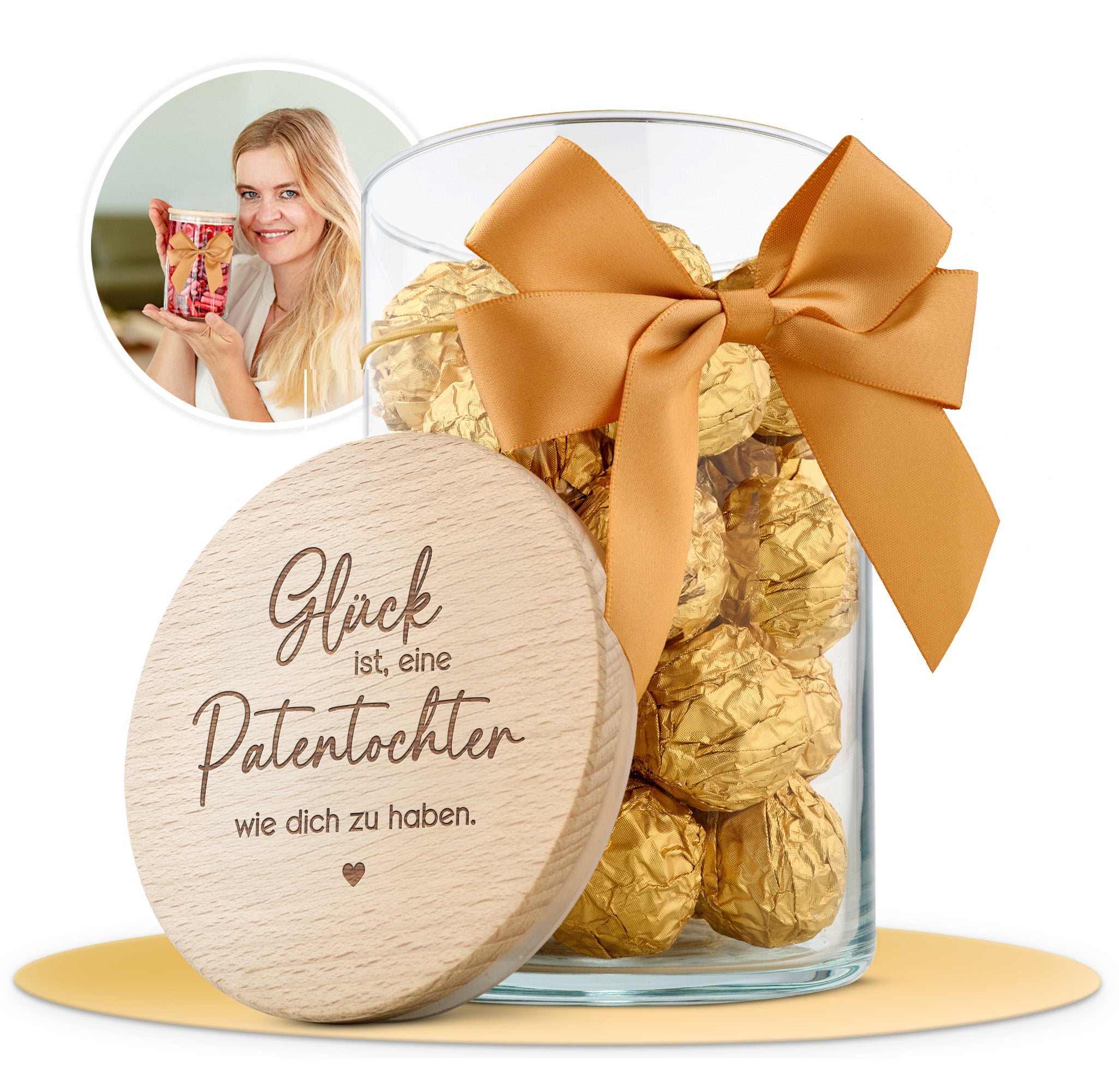Geschenkglas "Glück ist, eine Patentochter wie dich zu haben"