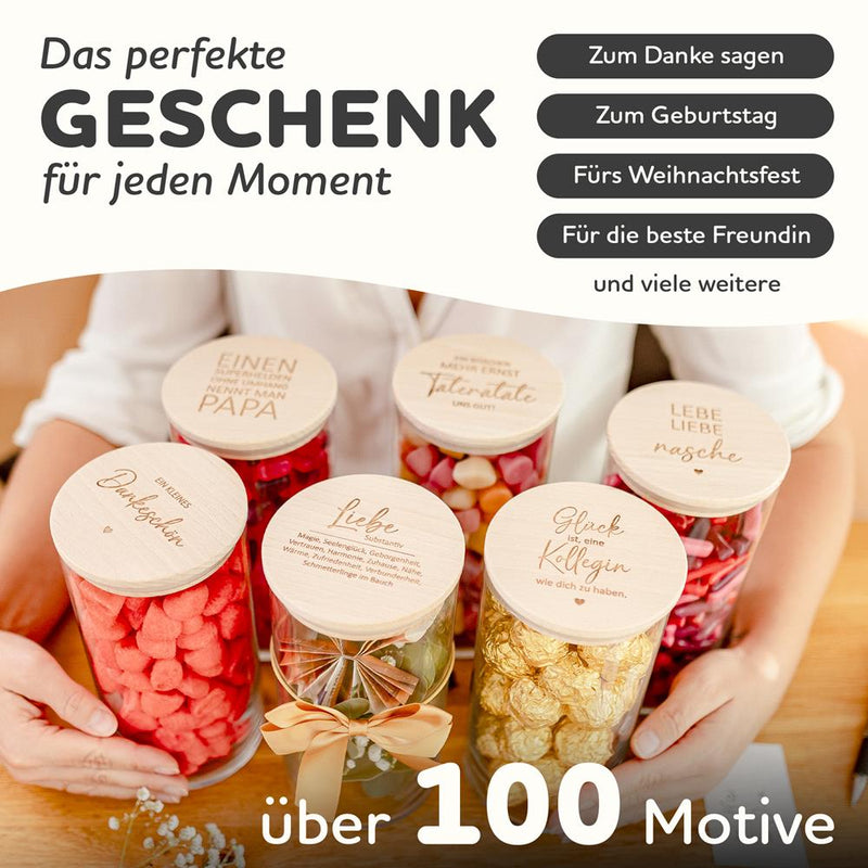 Geschenk-Glas "ab hier bitte lächeln"