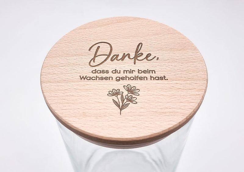 Geschenk-Glas "Danke, dass du mir beim Wachsen..."