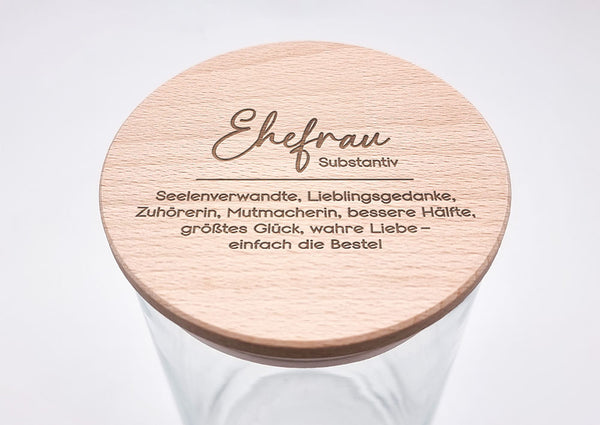 Geschenk-Glas, Substantiv "Ehefrau"