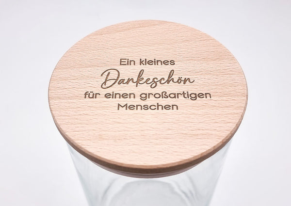 Geschenk-Glas "Ein kleines Dankeschön für einen großartigen Menschen"