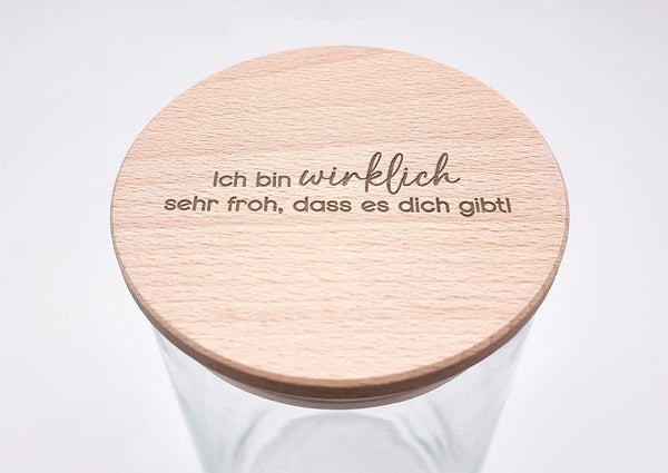 Geschenk-Glas "Ich bin wirklich sehr froh, dass es dich gibt"