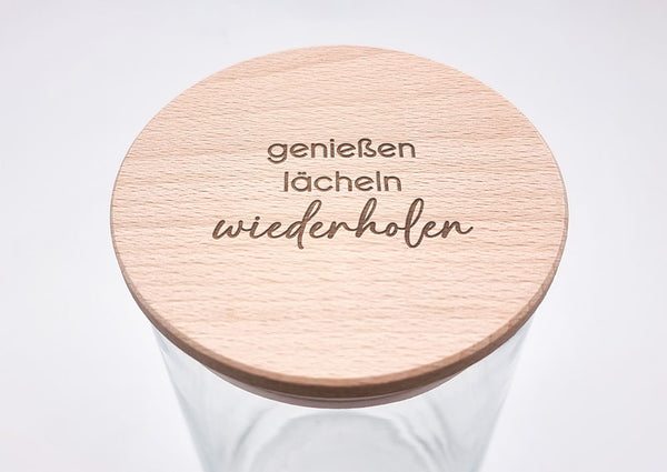 Geschenk-Glas "genießen lächeln wiederholen"