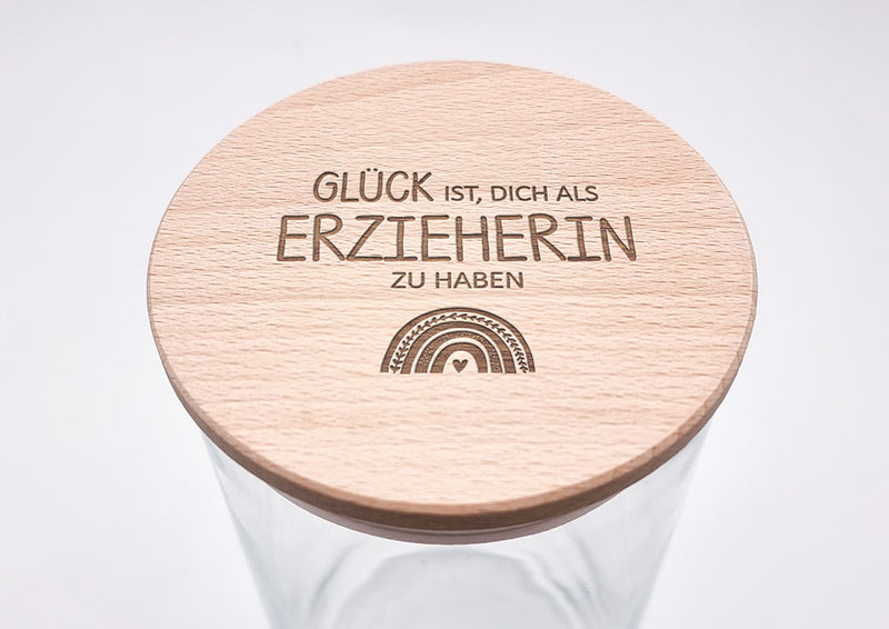 Geschenk-Glas "Glück ist, dich als Erzieherin zu haben"