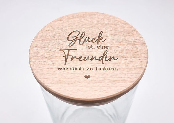 Geschenk-Glas "Glück ist, eine Freundin wie dich zu haben"