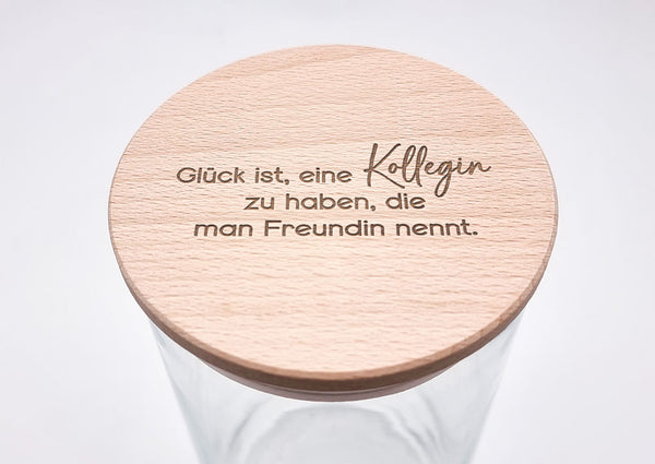 Geschenk-Glas "Glück ist, eine Kollegin zu haben, die man Freundin nennt"