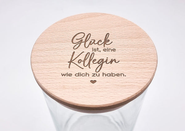 Geschenk-Glas "Glück ist, eine Kollegin wie dich zu haben"