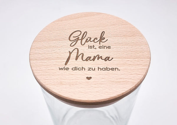 Geschenk-Glas "Glück ist, eine Mama wie dich zu haben" (auch Papa, Oma, Opa)