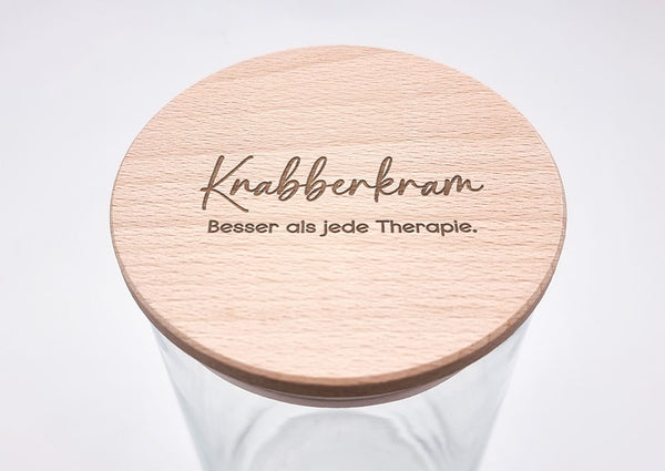 Geschenk-Glas "Knabberkram - Besser als jede Therapie"