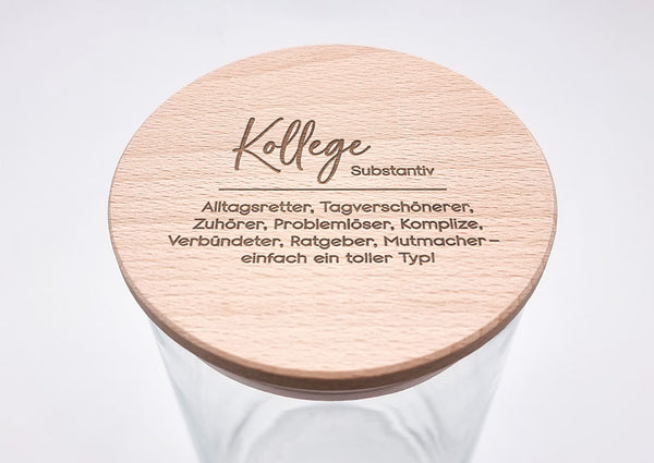 Geschenk-Glas, Substantiv "Kollege"