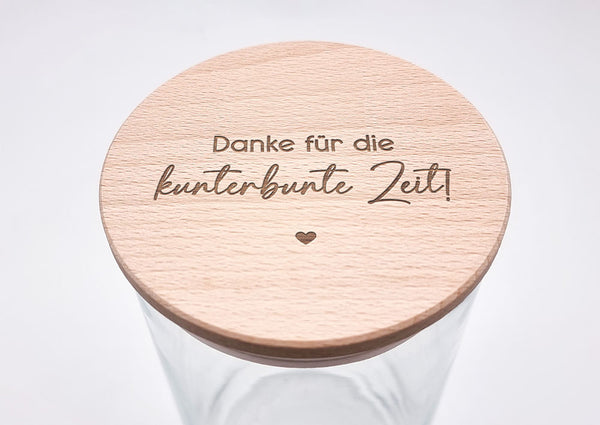 Geschenk-Glas "Danke für die kunterbunte Zeit!"