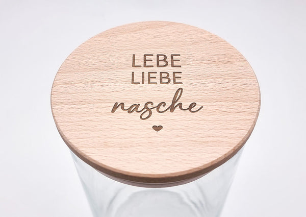 Geschenk-Glas "lebe liebe nasche"