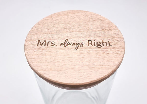 Geschenk-Glas "Mrs. always Right"