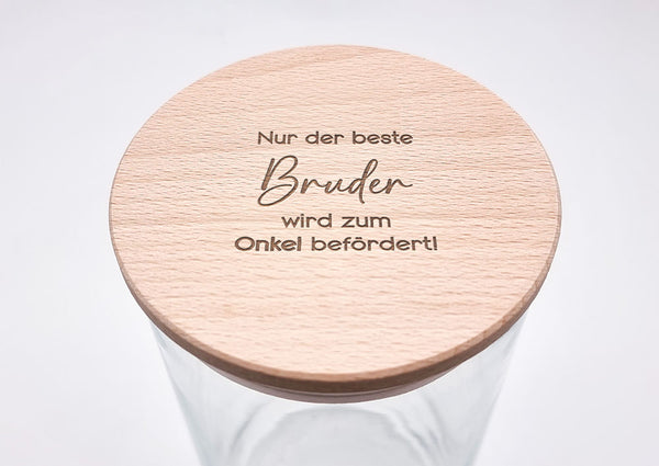 Geschenk-Glas "Nur der beste Bruder wird zum Onkel befördert"