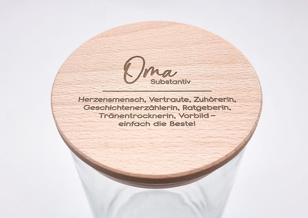 Geschenk-Glas, Substantiv "Oma"