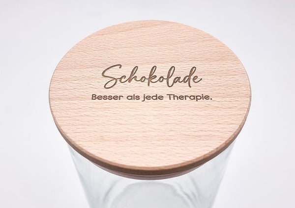 Geschenk-Glas "Schokolade - Besser als jede Therapie"