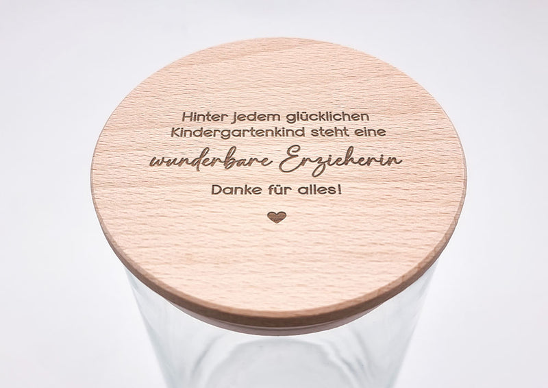 Geschenk-Glas "Hinter jedem glücklichen Kindergartenkind"