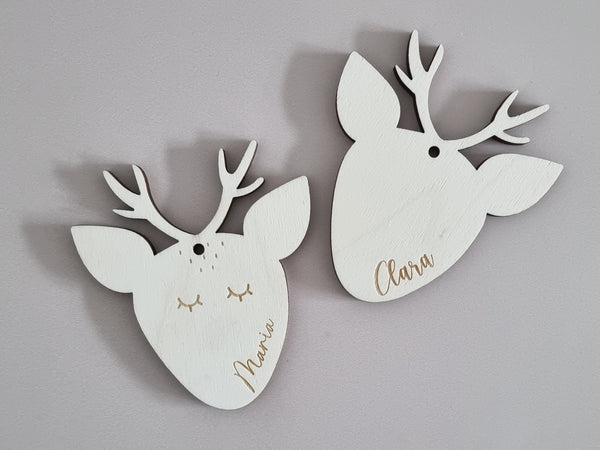 Rentier-Anhänger aus Holz mit Wunschnamen, 2 Gesstaltungsmöglichkeiten