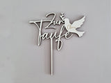 Zur Taufe mit Taube | Wunschname optional | Cake Topper