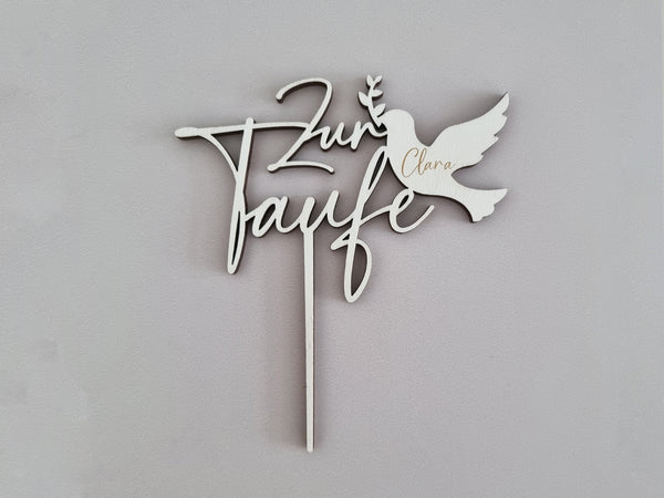 Zur Taufe mit Taube | Wunschname optional | Cake Topper