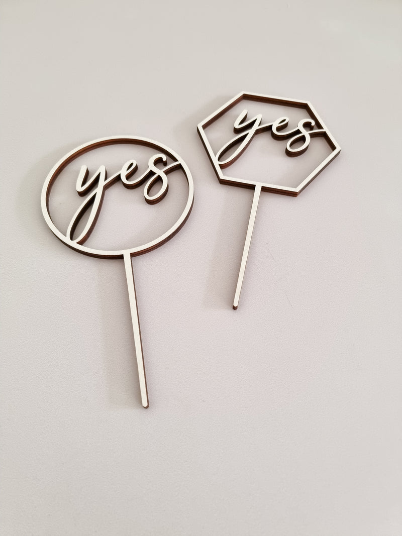 Cake Topper aus Holz, yes