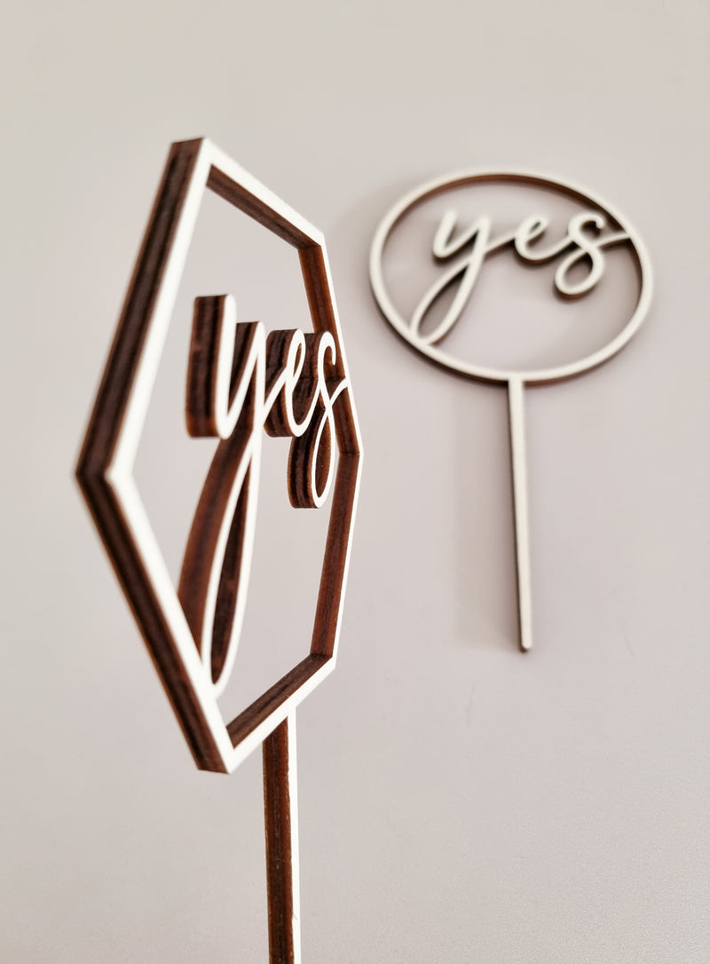 Cake Topper aus Holz, yes