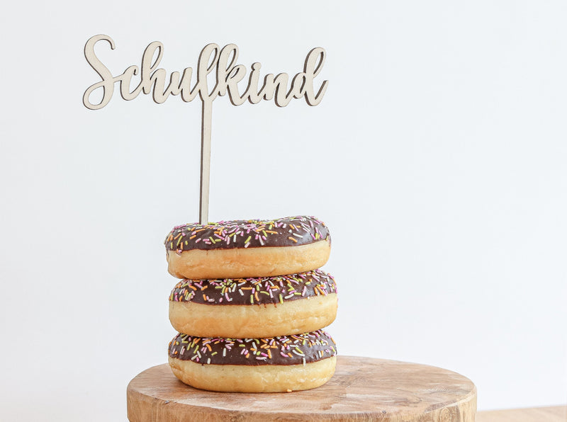 Cake Topper aus Holz, Schriftzug Schulkind