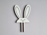 Cake Topper aus Holz, Hase mit Gesicht und Herznase