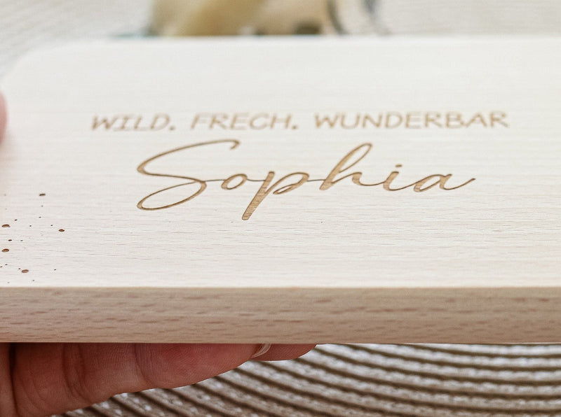 Frühstücksbrettchen aus Holz für Kinder mit Wunschgravur ©Ulrike Fetzer Fotografie