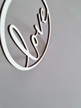 Minimalistischer Holzkranz, Love, handwritten