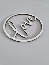 Minimalistischer Holzkranz, Love, handwritten
